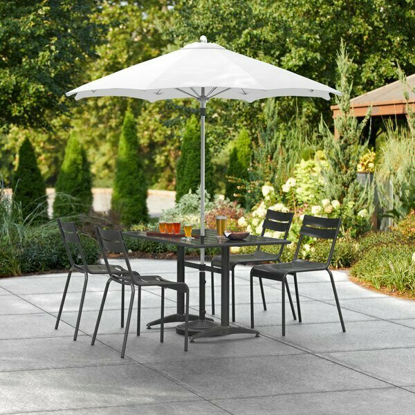 Lancaster Table & Seating 6' White Push Lift Aluminum Umbrella 164UMBAL06WH